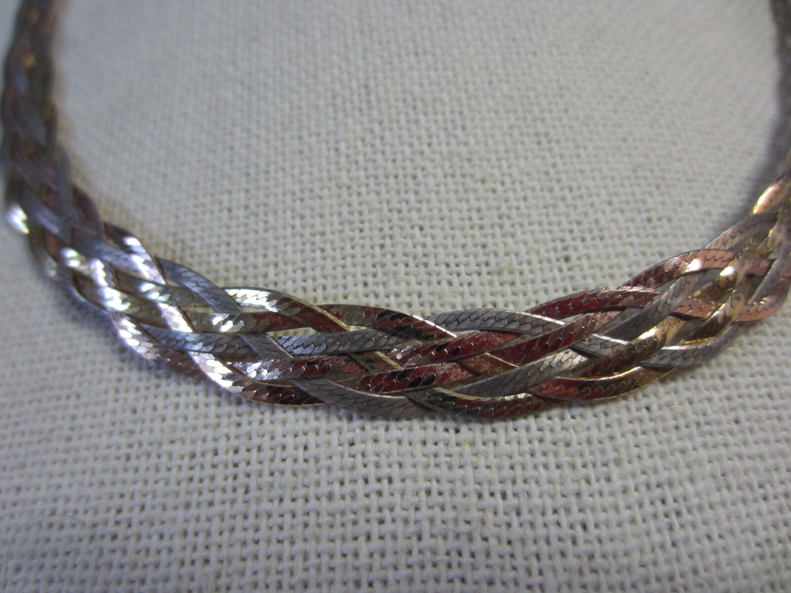 Pre-owned Hallmarked 925 Italy multiple braids necklace with lobster clasp