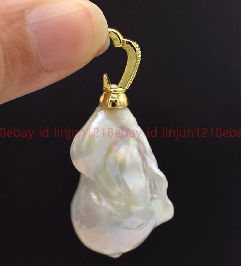 Huge 15x20mm Real Natural White Keshi Baroque Pearl Pendant