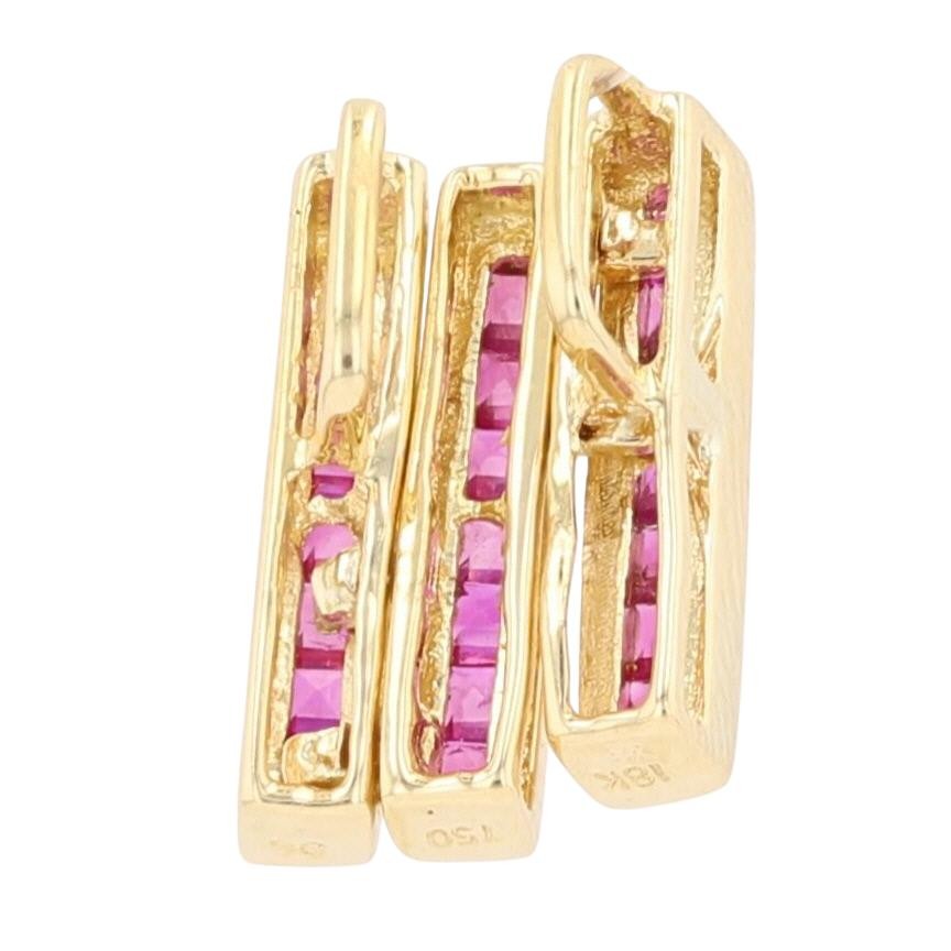 1.05ctw Ruby Offset Articulated Bar Pendant w/o Chain 18k Yellow Gold 3.51 Grams