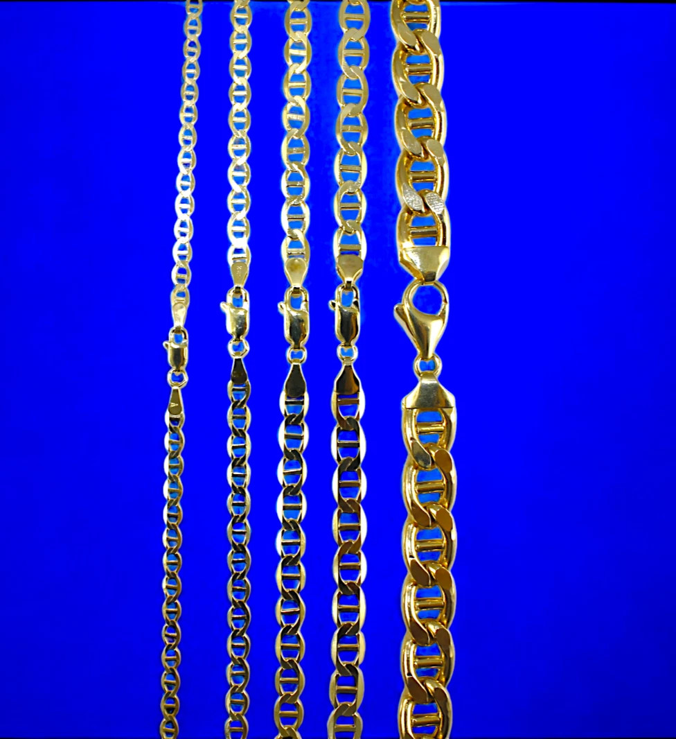 10K Yellow Gold SOLID Anchor Mariner Bracelet Chain Link 3mm-6mm 7″-9″