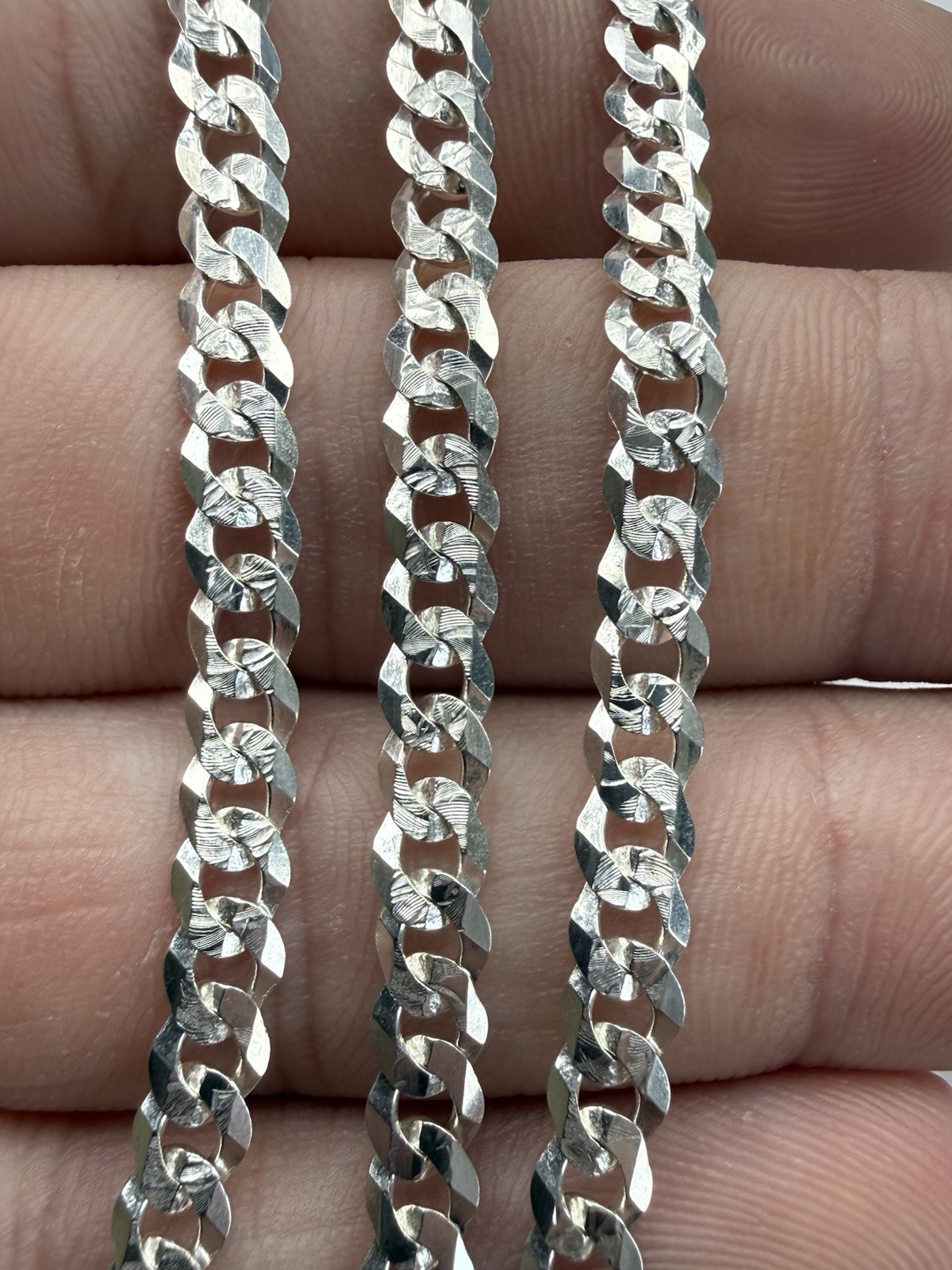Vintage Solid Sterling Silver Flat Cuban 5mm Link 21.75” Chain Necklace – 12g