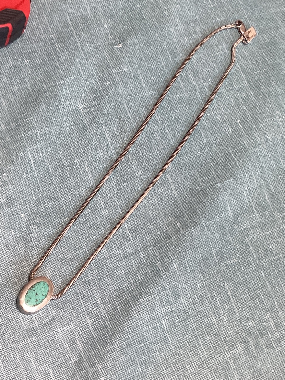 Christin Wolf Reversible Turquoise Pendant & 18″ Chain 19g