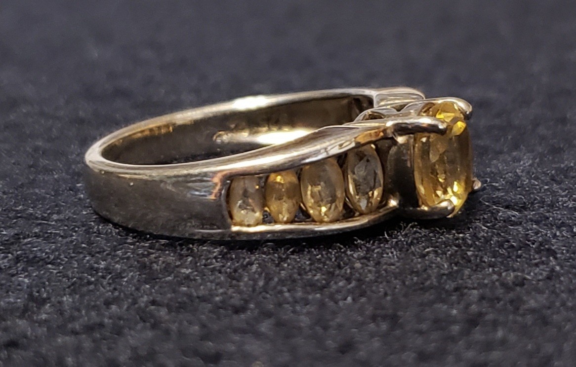 citrine pendant and matching citrine earrings and ring