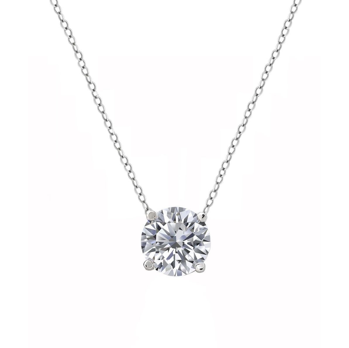 5-5.5mm Round Brilliant Cut Lab Grown IGI Solitaire Pendant only 14k White Gold