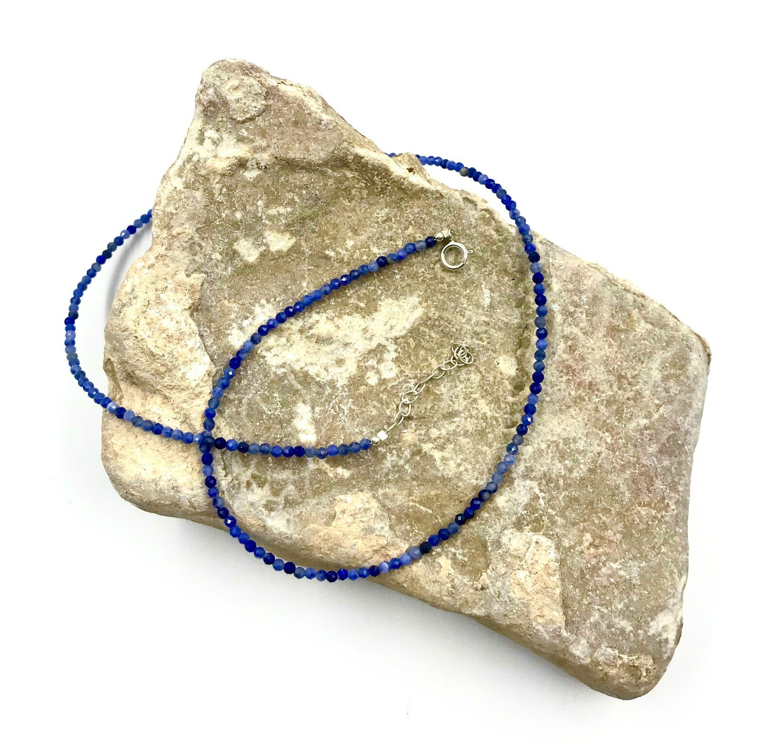 Genuine Sodalite Beads 925 Silver Necklace Jewelry Women Handmade USA SELLER
