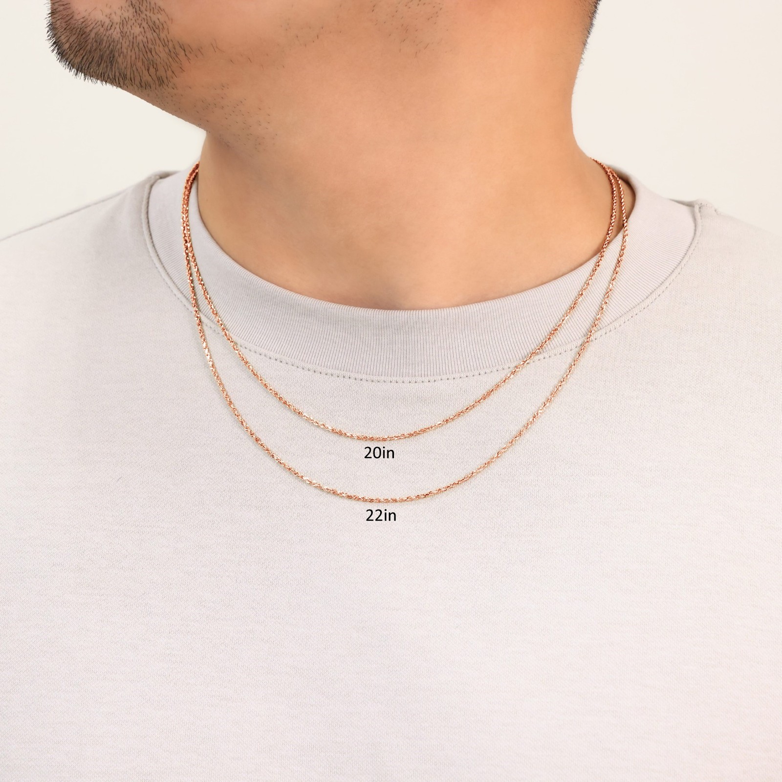 10K Rose Gold 1.5mm-6mm Diamond Cut Rope Chain Necklace Mens Womens 16″-30″