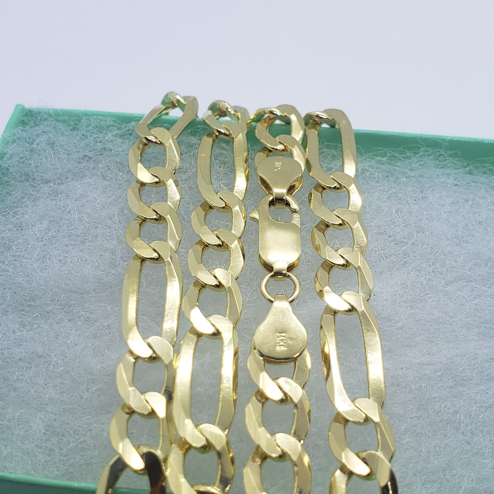Authentic 14K Solid Gold Figaro Link Chain Men Women 6.5mm~7mm Necklace 7″~30″