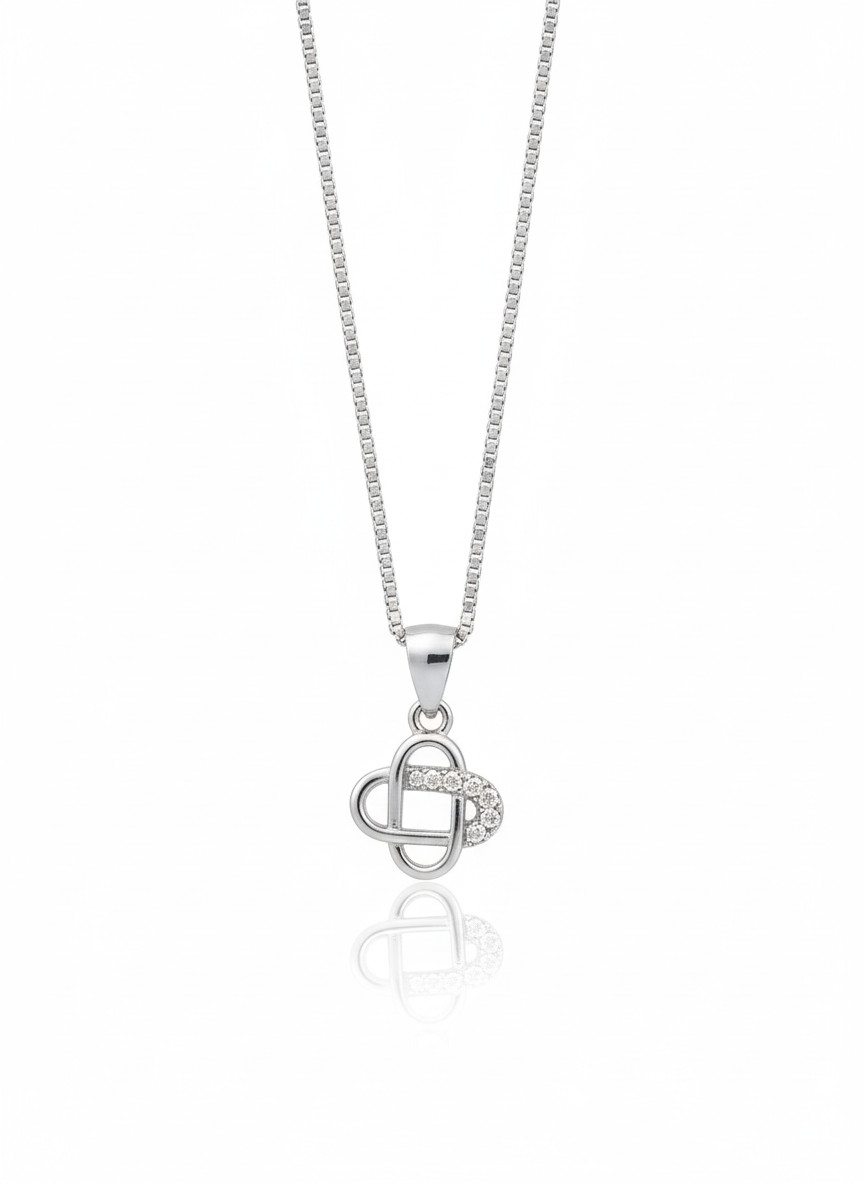 Silvara PDT-4 925 Sterling Silver Bow Circle Pendant with Blue & White Stones