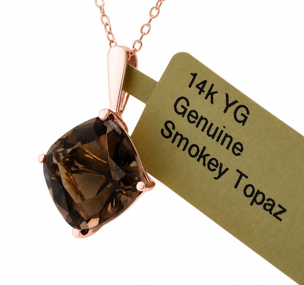 GENUINE 4.35 Cts SMOKY TOPAZ PENDANT 14k ROSE GOLD – Free Appraisal Service