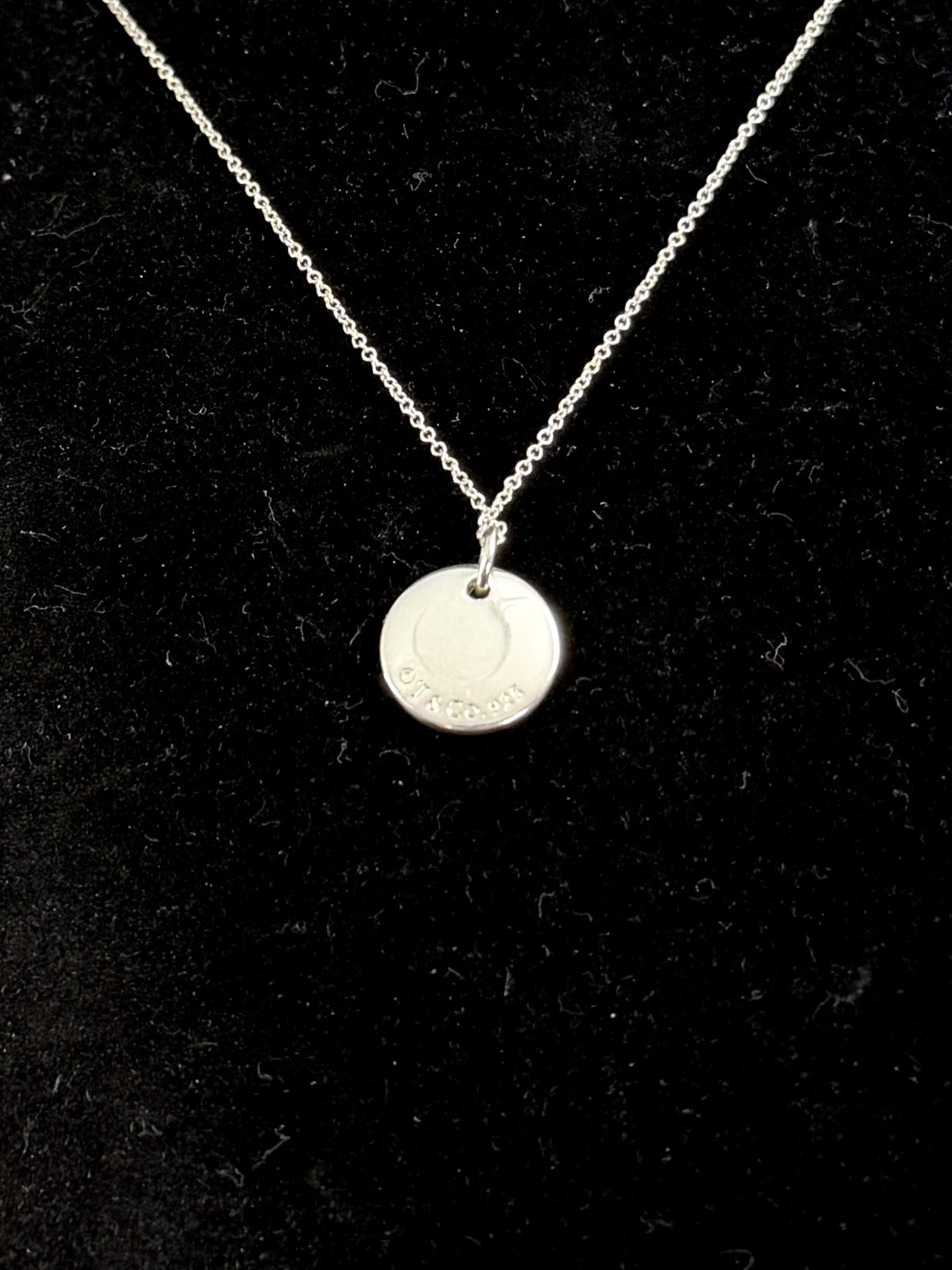TIFFANY & CO. Sterling Silver Notes Alphabet Initial L Disc Pendant Necklace COA