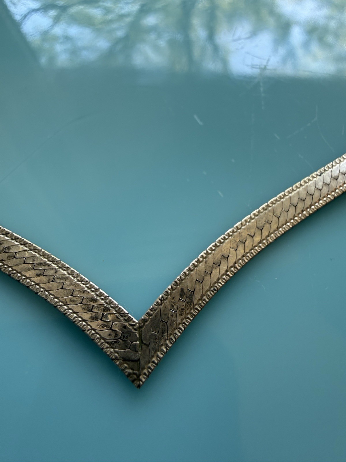 Sterling Silver 925 “V” Shape Woven Herringbone Solid 5mm Chain 17″ 16g
