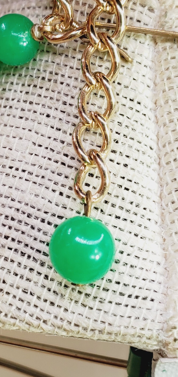 Cute Green and Blue plastic Beaded W/ goldtone bead Necklace 15″ – 19″ bl02