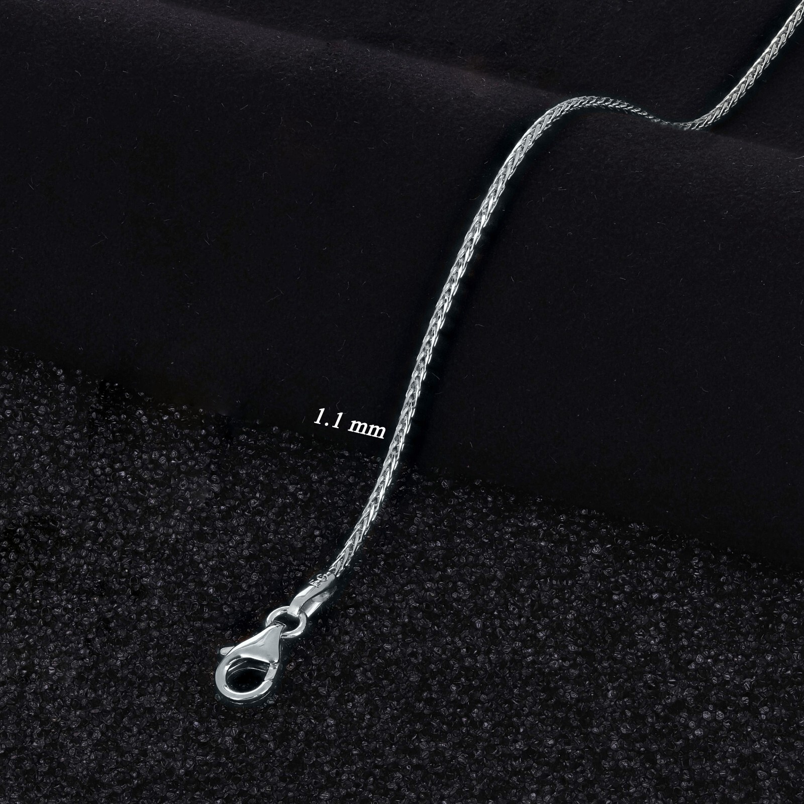 Italian 14k White Gold Solid Spiga Wheat Chain Necklace 20″ 1.1mm 3.8 grams