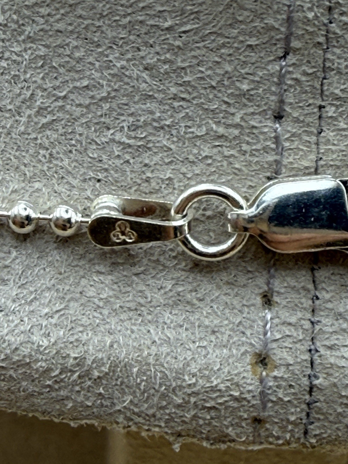 925 Sterling Silver Tri-Color Ball Bead Station Necklace 20” Italy