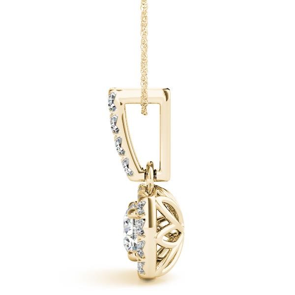 VS F 1.40 Carat Lab Grown Diamond 14K Rose Gold Round Cut Halo Pendant Prong Set