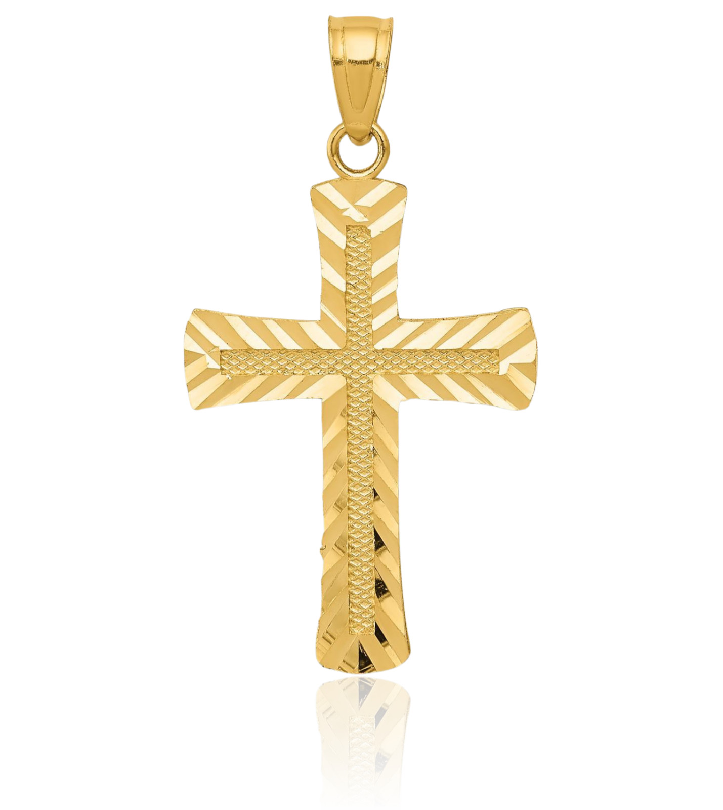 14K Solid Yellow Gold Extra Large Cross Pendant Necklace 38mm 1-1/2 inch