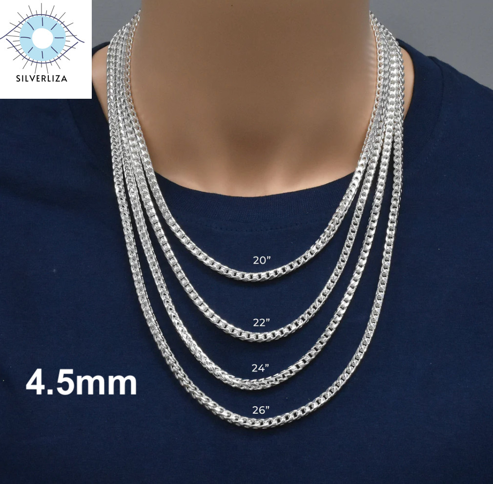 Solid Sterling Silver Franco Link Chain Necklace 925 Silver Chain/ALL SIZE-ITALY