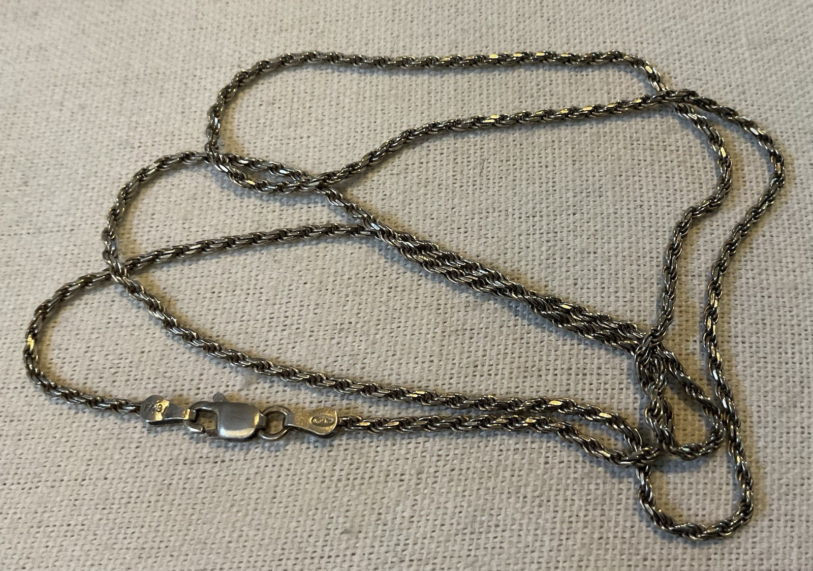 FAS Signed Italy Sterling Silver Twisted Rope Chain 7 Grams Necklace 24″