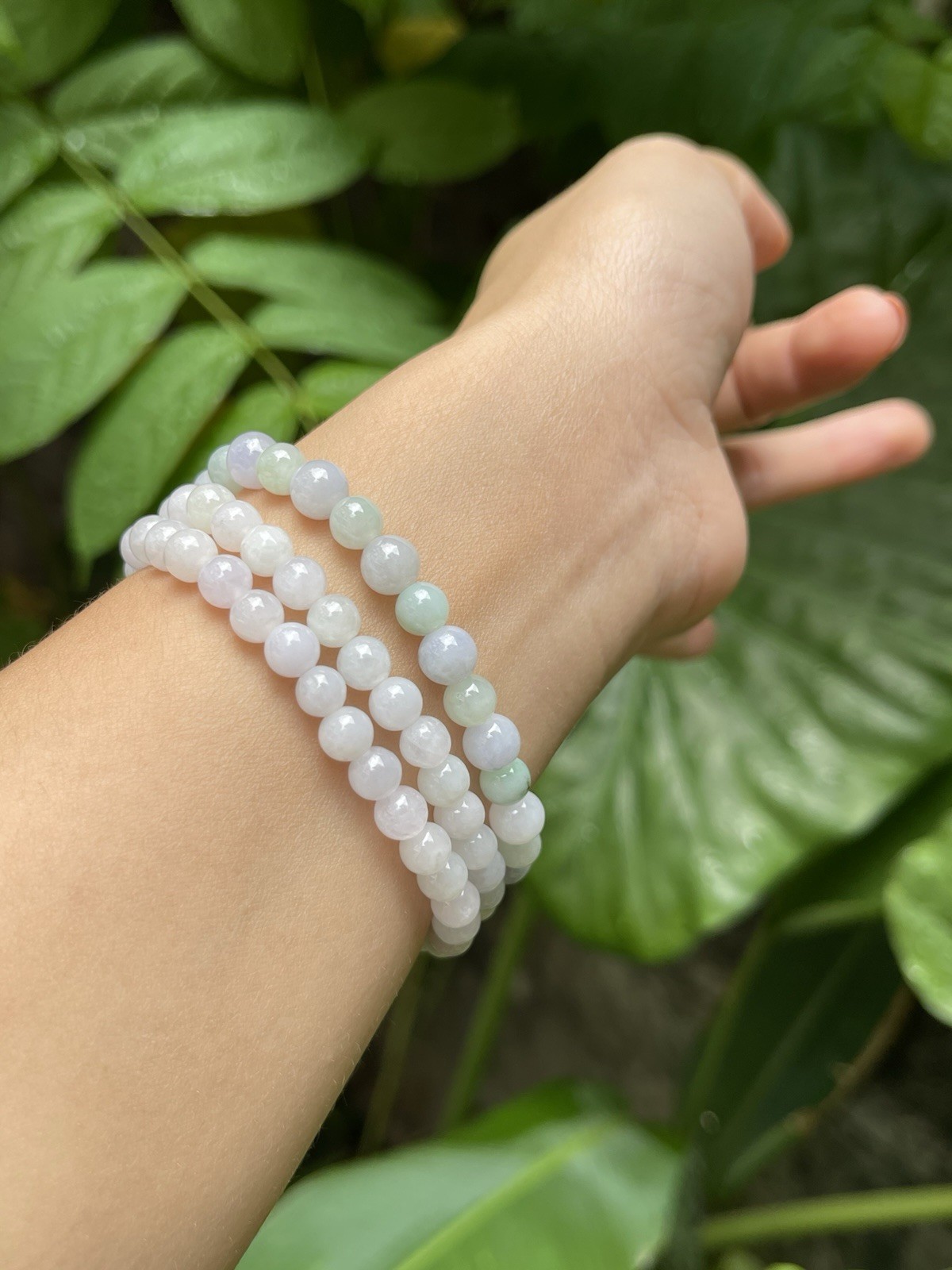 Natural Grade A Burmese Multi-Color Jadeite Bead Necklace Wrap Bracelet 6mm-7mm