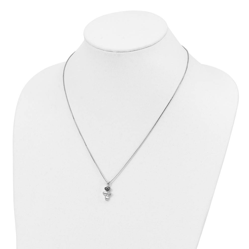 Black & White Diamond Small Cascading Heart Sterling Silver Necklace