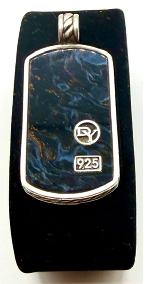 David Yurman sterling silver amulet with beautiful Blue Pietersite stone