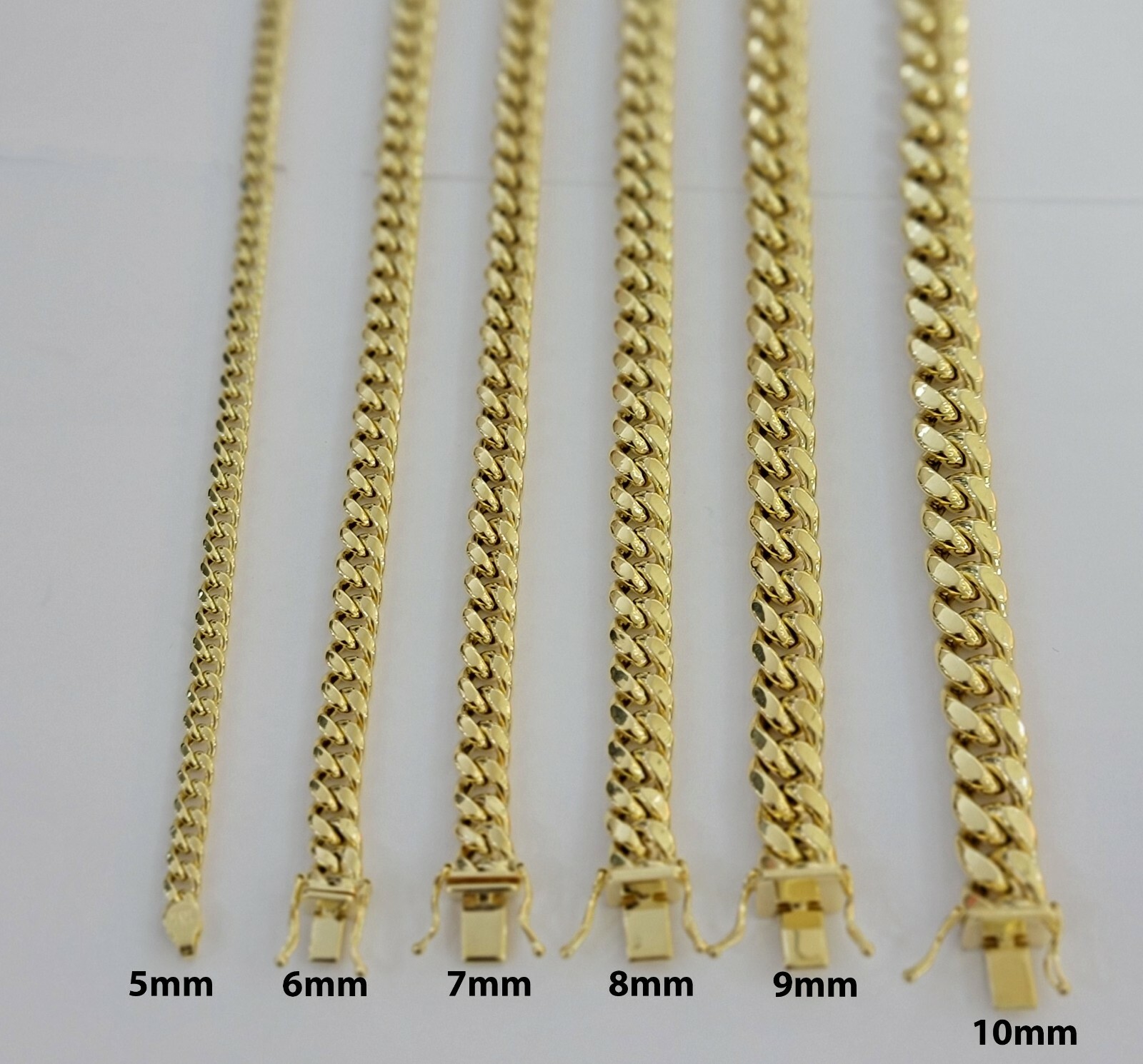 Real 10k Gold Miami Cuban Link Necklace chain & Bracelet 5-10mm 8″-30″ Men Women