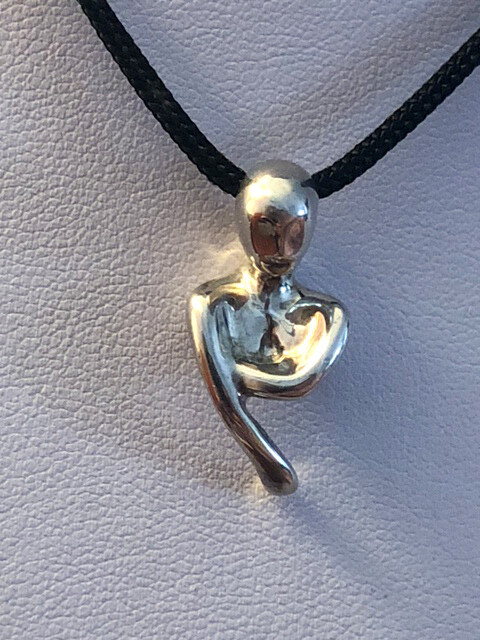 Minas Spiridas for Georg Jensen Sterling Silver Figure Pendant Black Silk Cord