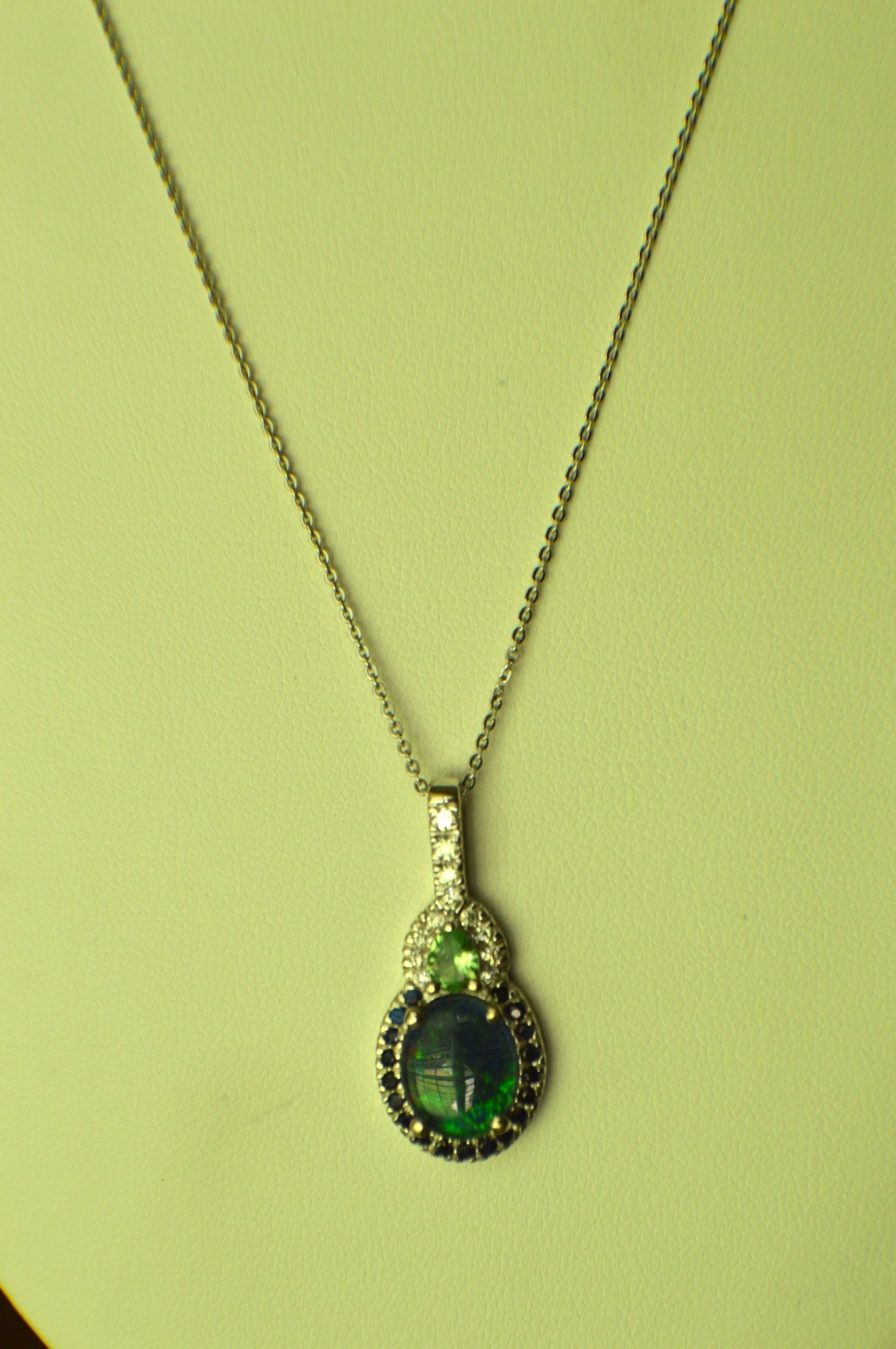 3.50ct Elysian Opal Triplet /Multi Gem Rhodium Plated Pendant with 20″ Chain