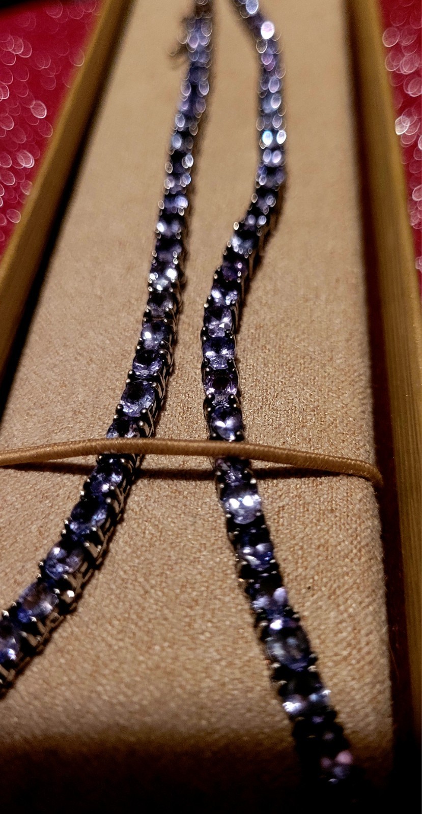 JTV Blue Tanzanite Tennis Chain Necklace Sterling silver W/ Original Box 18in