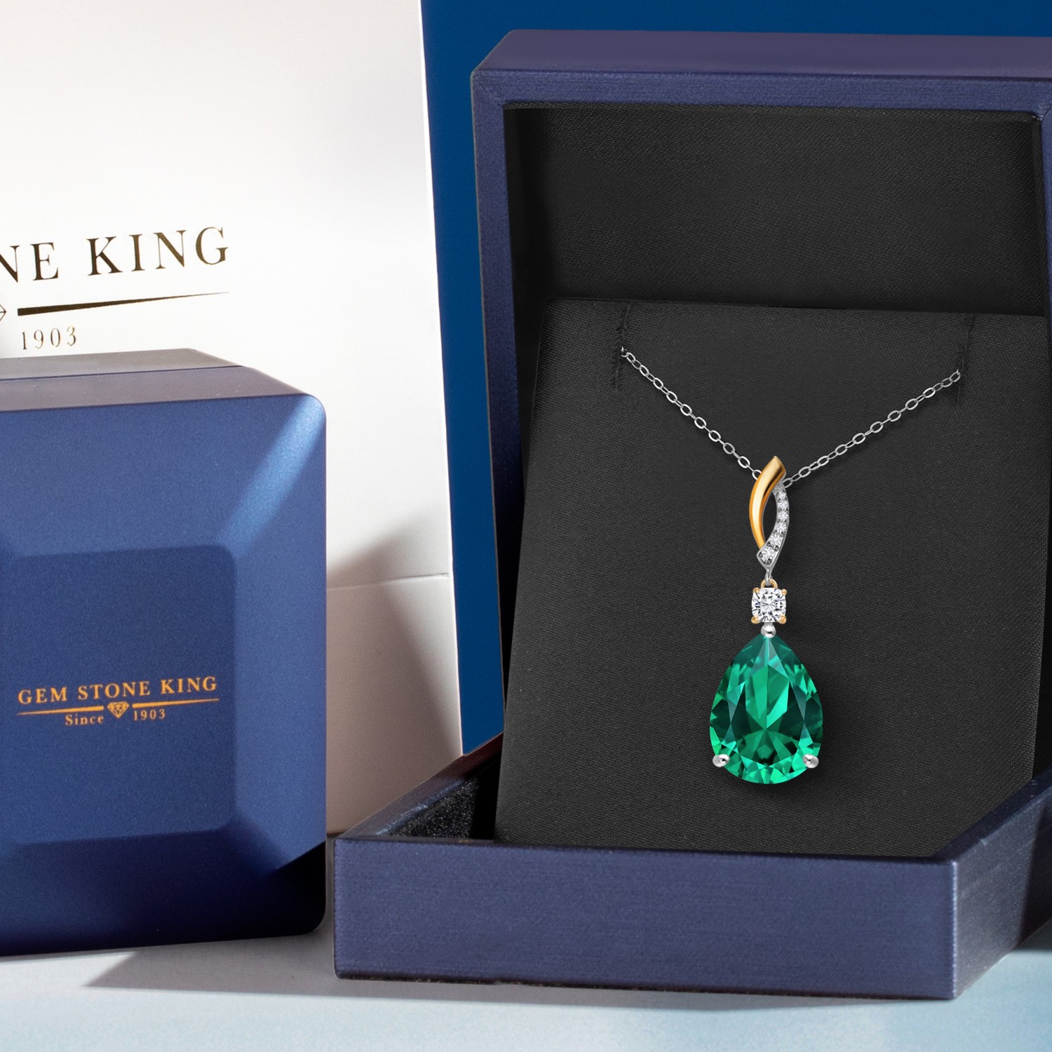 Pear Shape Gemstone Birthstone Pendant Necklace for Women | 925 Silver & 10K