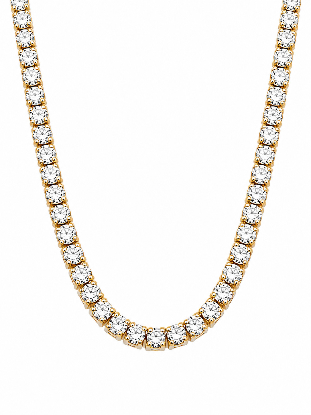 1/200 14k Yellow Gold 6 Carat Oro Iced CZ Italian Tennis Necklace Cadena