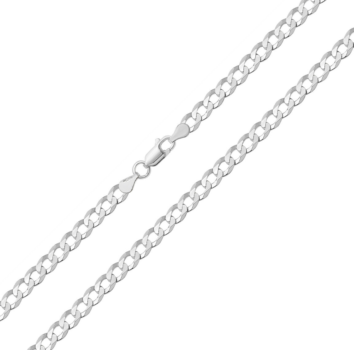925 Sterling Silver Curb Chain – 16, 18, 20, 22, 24, 26, 28, 30 inch 219512U