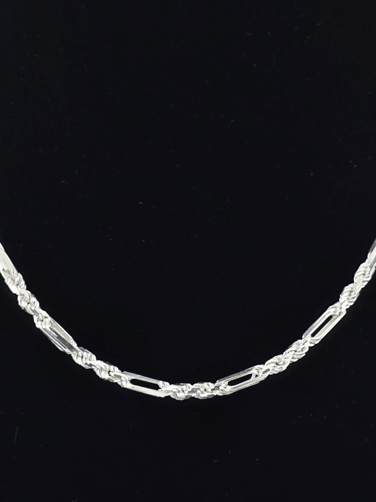 4mm 20 Inch Sterling Silver Figarope/Milano Chain