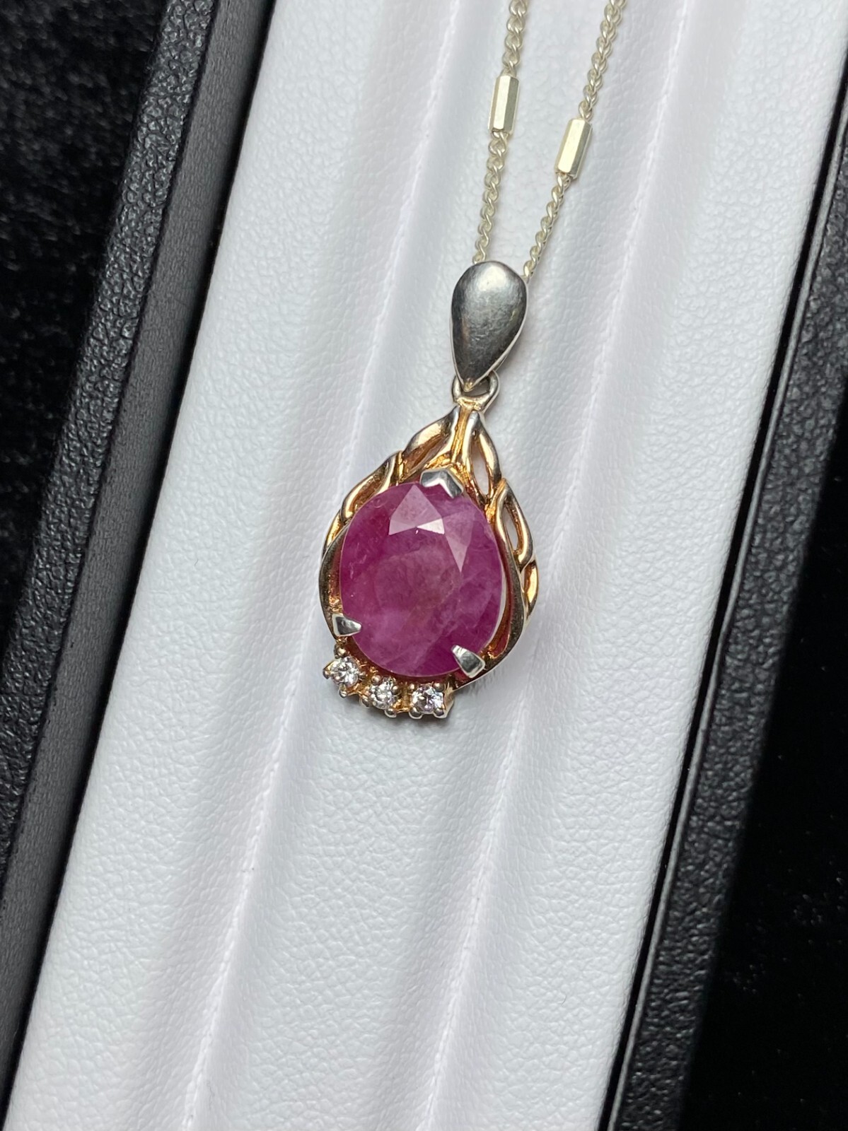100% Natural Stone Afghanistan Ruby Necklace 925 Sterling Silver Gemstone