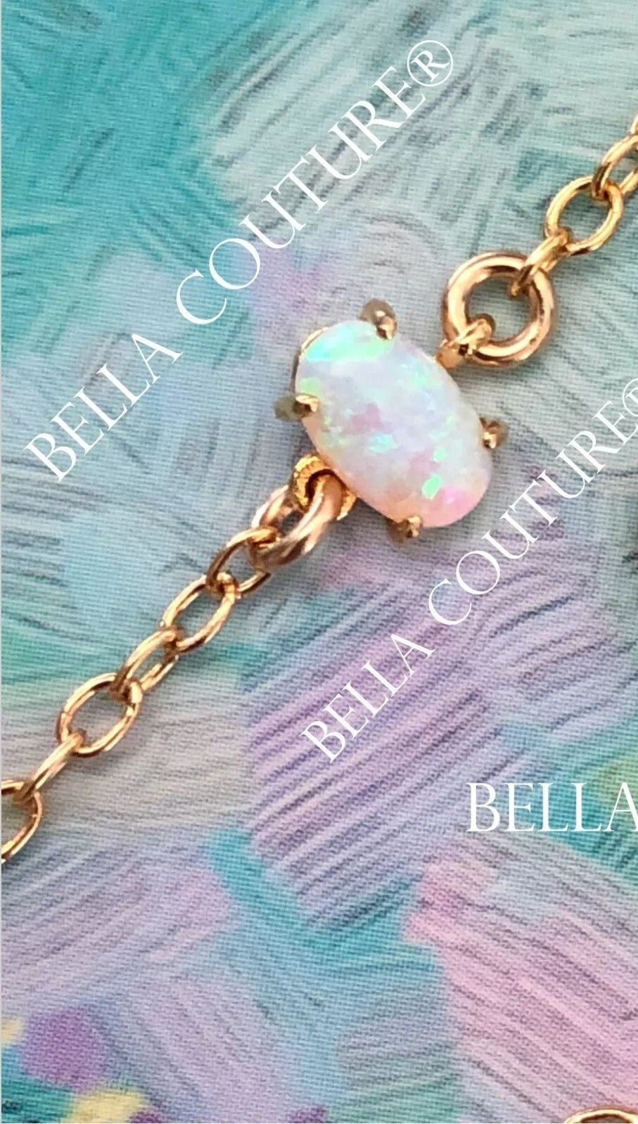 $599 NEW COUTURE OVAL OPAL 18K YELLOW GOLD CHAIN NECKLACE CHARM PENDANT 18″ 16″
