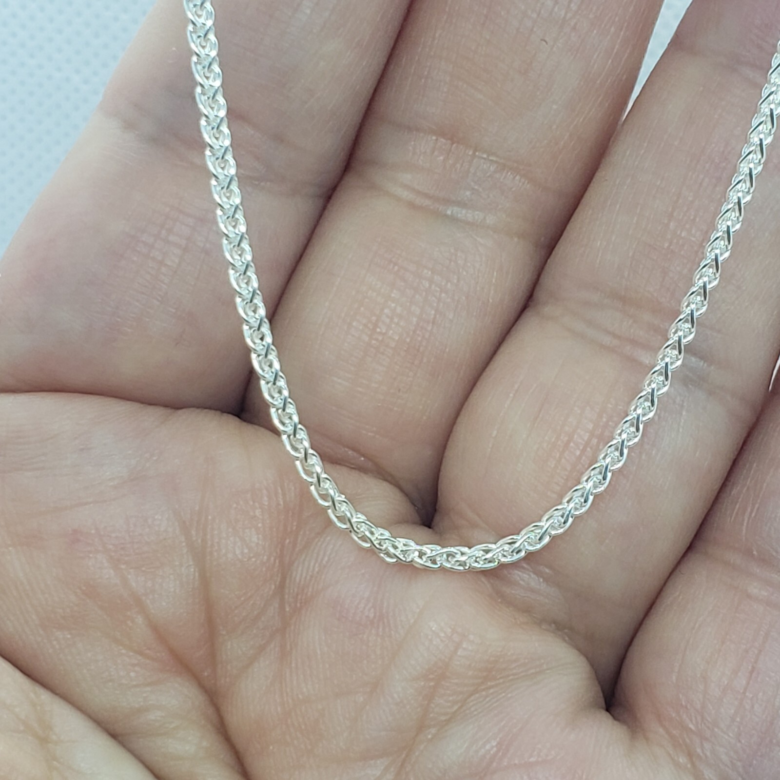 925 Sterling Silver Spiga Wheat Chain Necklace Bracelet 2.5mm Length 7″ to 30″