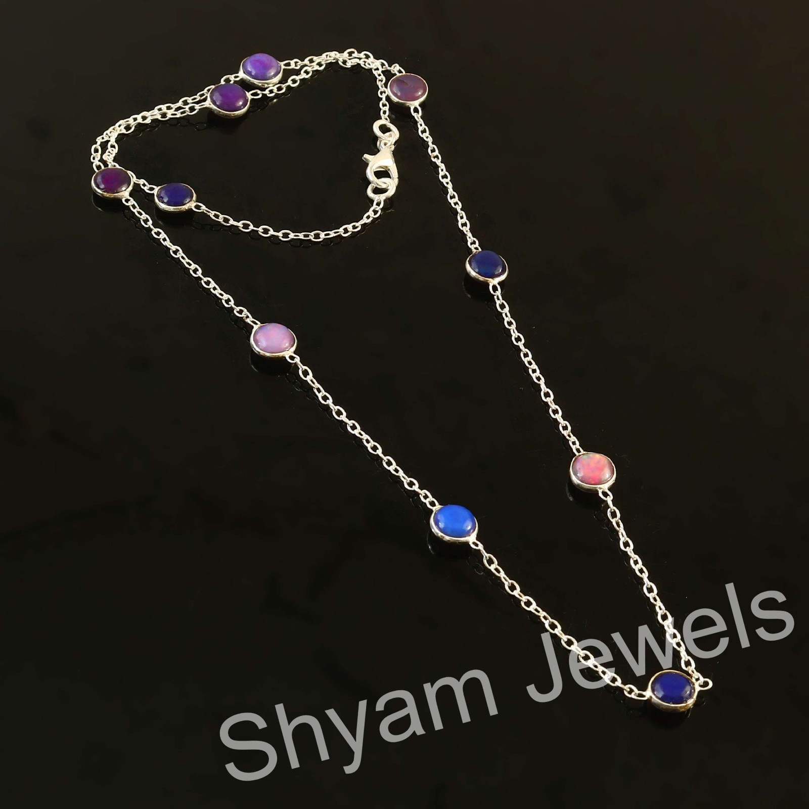 Genuine Ethiopian Opal Beaded Strand Necklace jewelry October Birthday Gift