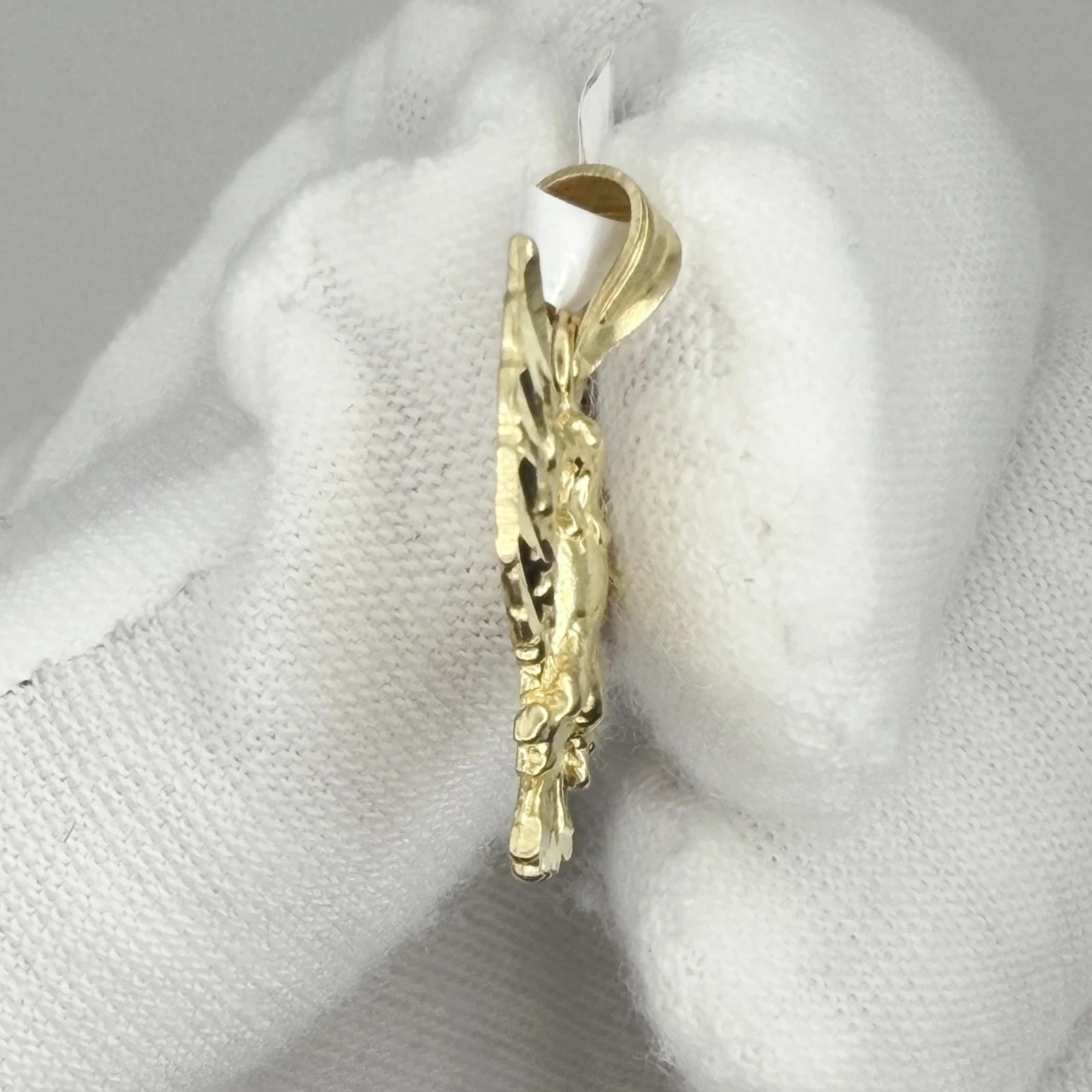 Small Tiny 10k Yellow Gold Diamond Cut Eagle Pendant Charm For Necklace or Chain