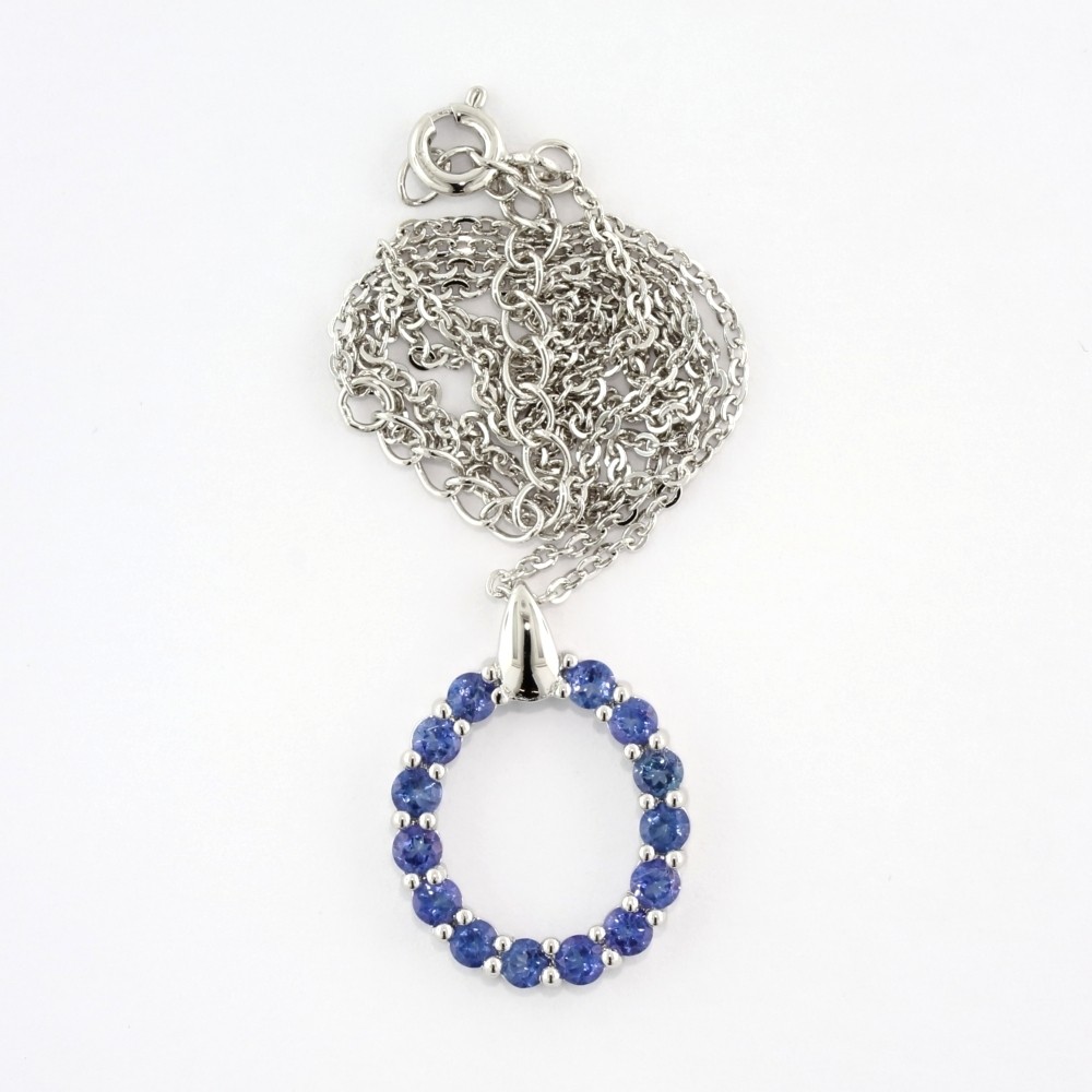 BLUE SAPPHIRE AND .925 SILVER PENDENT AND CHAIN QUALITY, 50% OFF SALE, J31