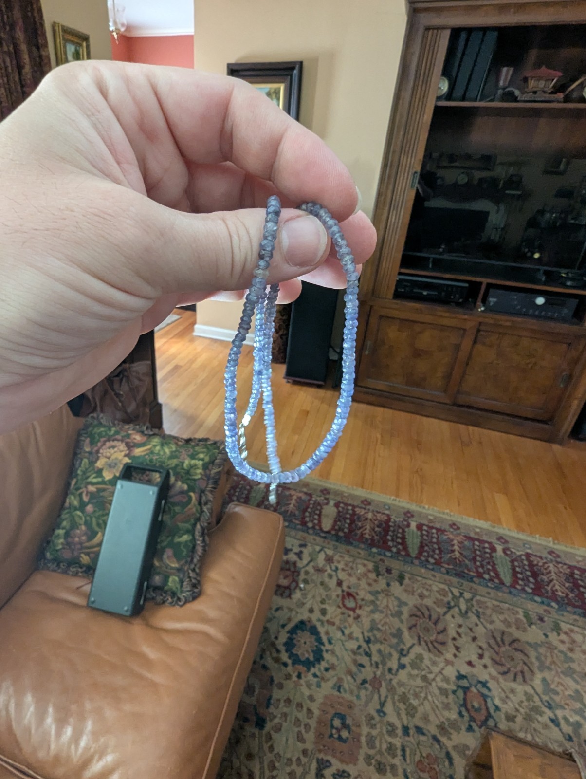 light blue Tanzanite Necklace (broken/impartial metal end) 18.26 in