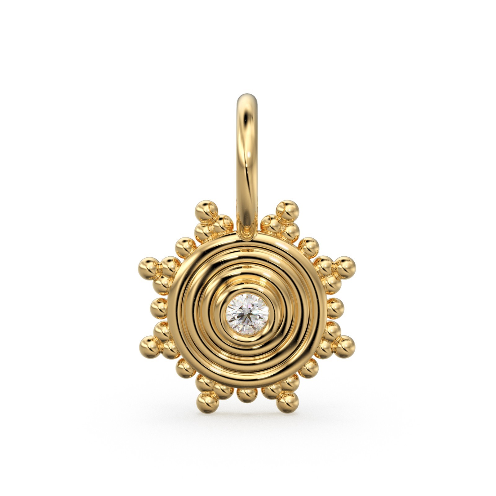 Natural Diamond Disc Charm 18k Solid Gold Charm Diamond Charm Handmade Pendant