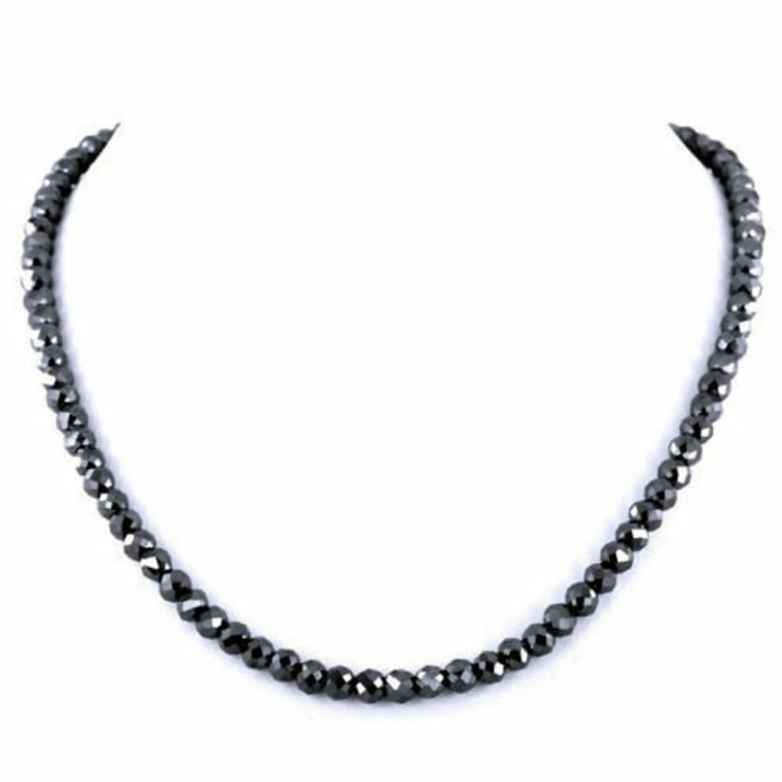 Certified AAA 5mm Natural Black Diamond Necklace for Women 925 Silver 16 Inch
