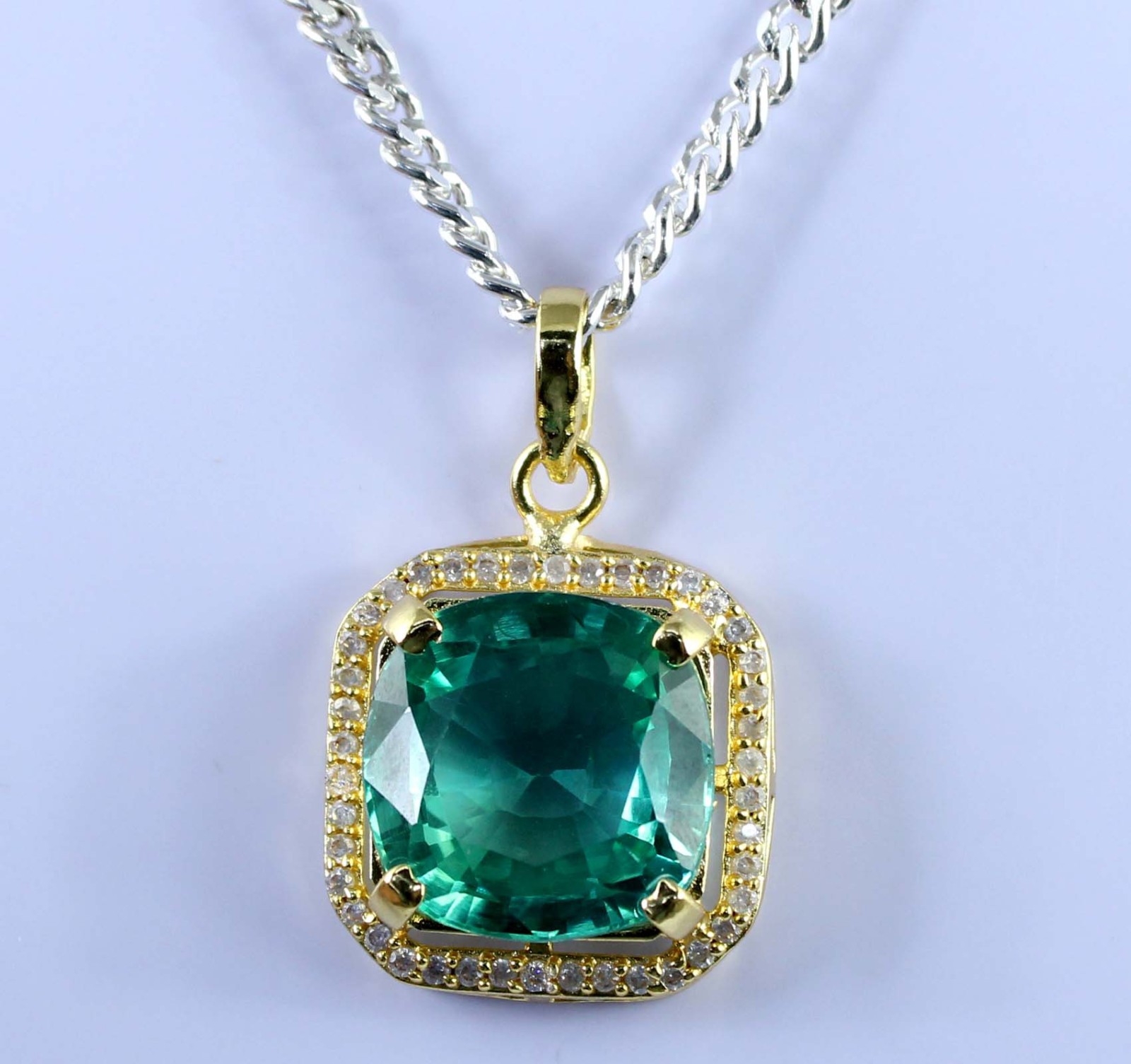 Certified Natural Bi Color Parti Sapphire 19.84 Carat Cushion Gemstone Pendant