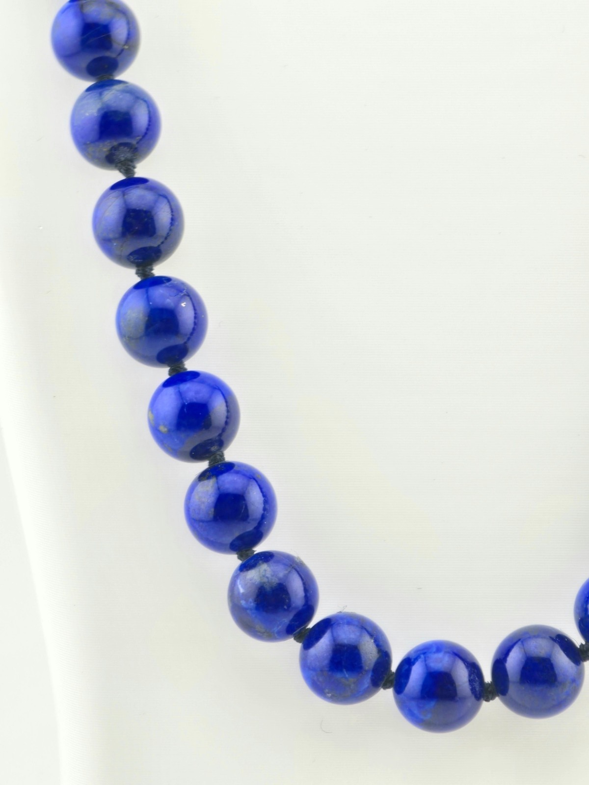 LAPIS NECKLACE 14K GOLD CLASP 8MM 17″ – 275997