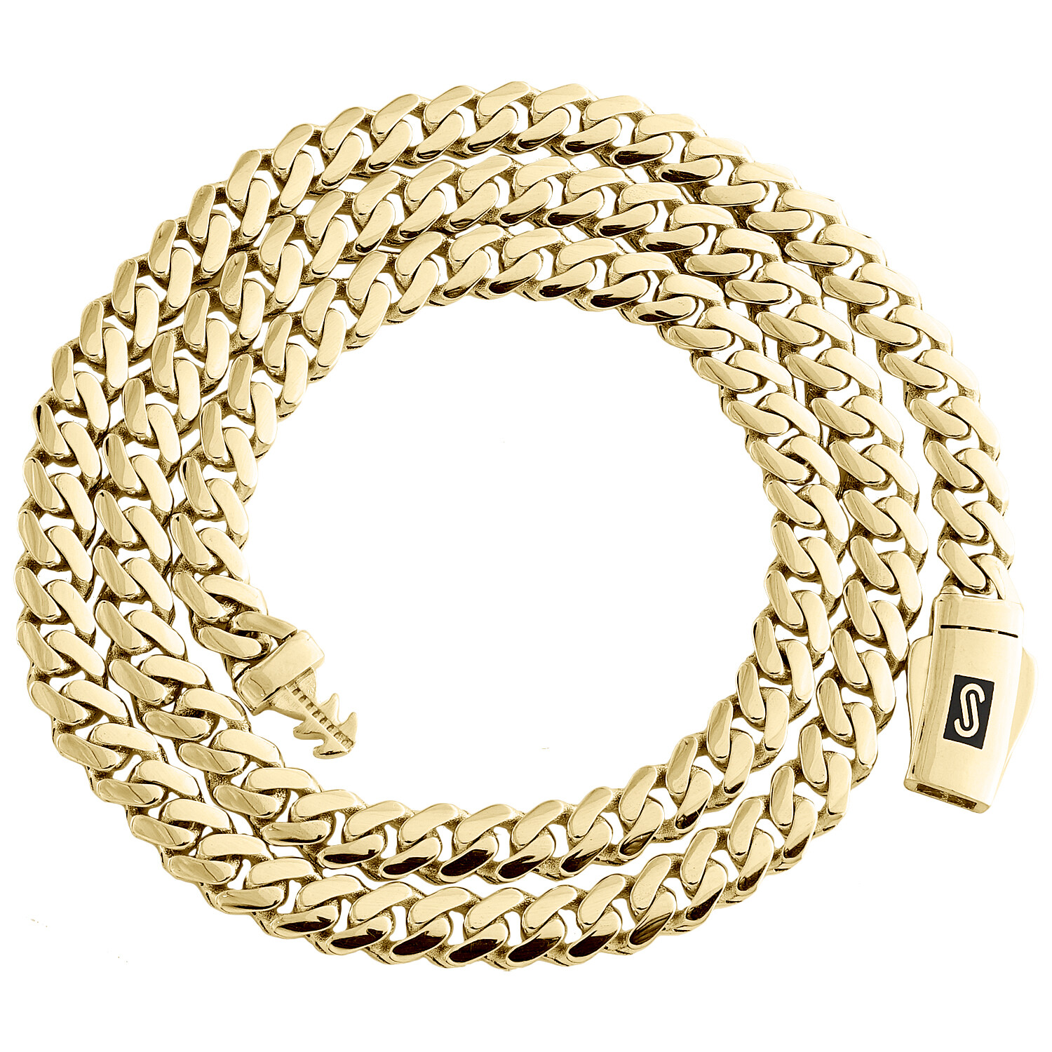 10K Yellow Gold High Polish 5mm Monaco / Cuban Link Chain Statement Necklace 16″