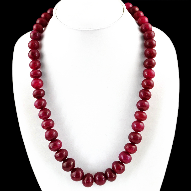608.50 CTS EARTH MINED GENUINE ROUND SHAPED RICH RED RUBY BEADS NECKLACE STRAND