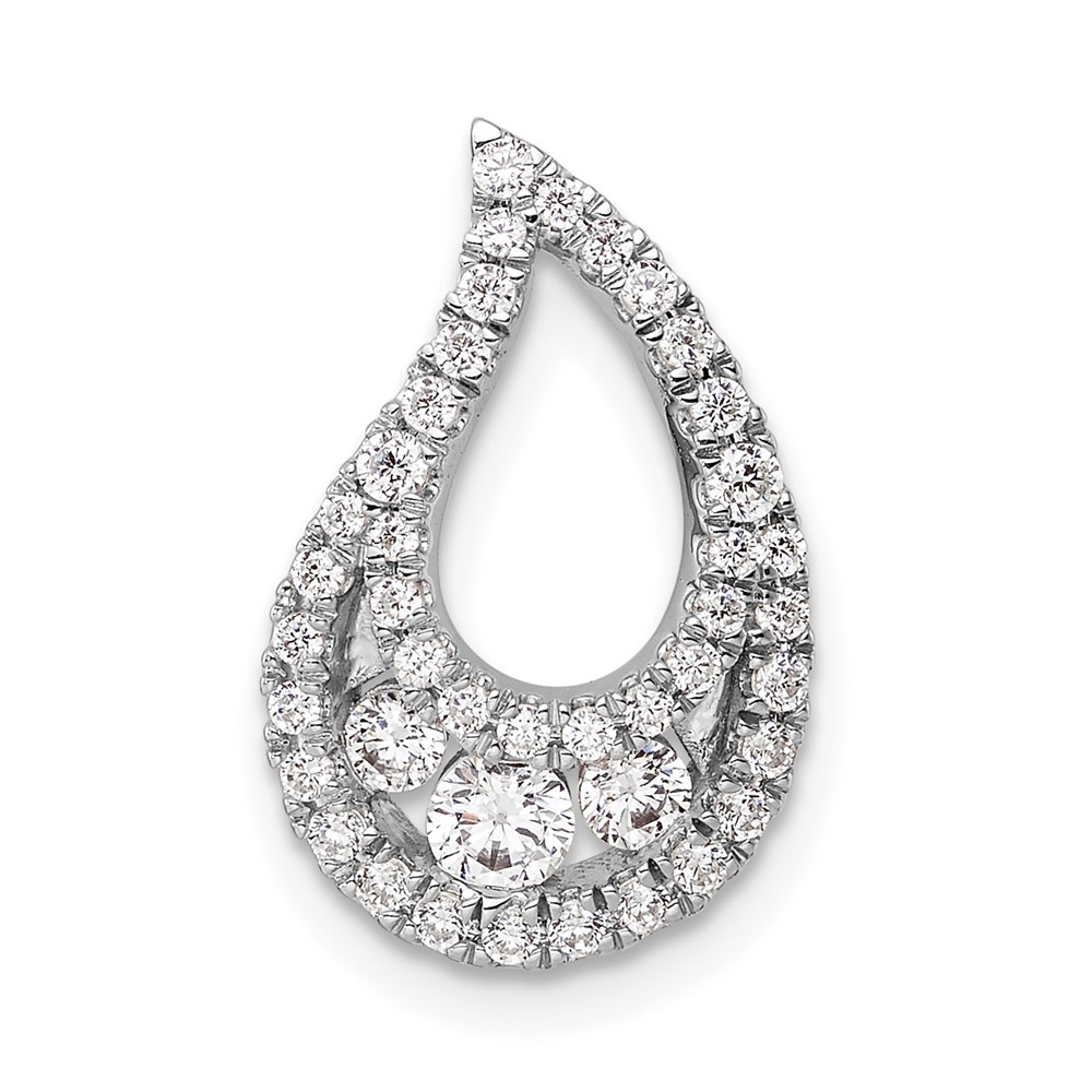 14k White Gold 1/2 Ct Lab Grown Diamond VS/SI+ G+ Teardrop Cluster Pendant