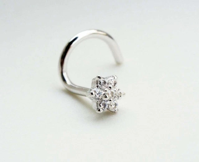 0.20 ct each lab grown diamond nose stud ring piercing 14kt yellow gold plated