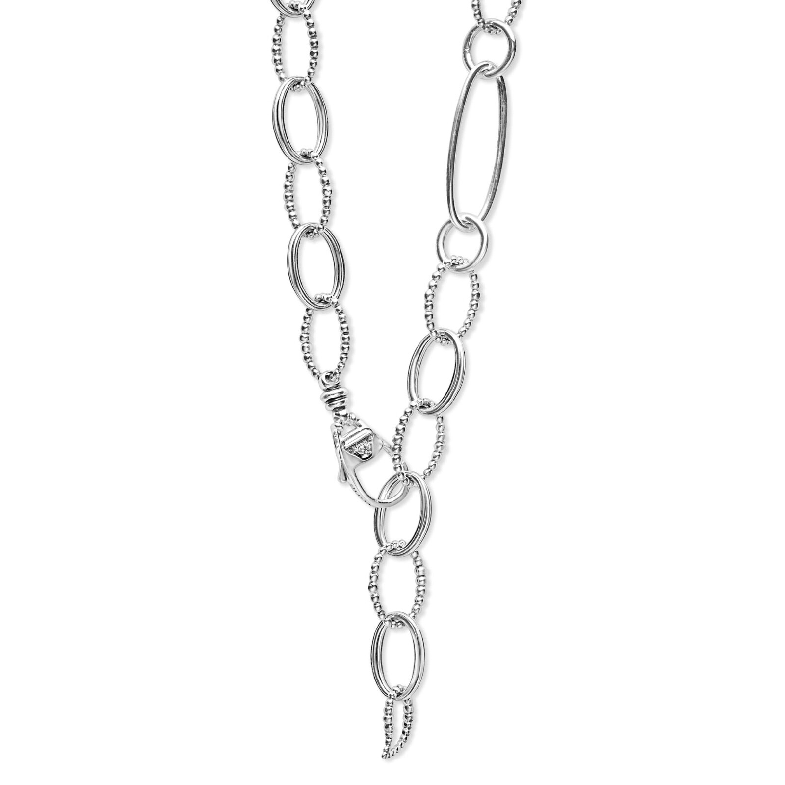 LAGOS Signature Caviar Sterling Silver Link Necklace 34” L