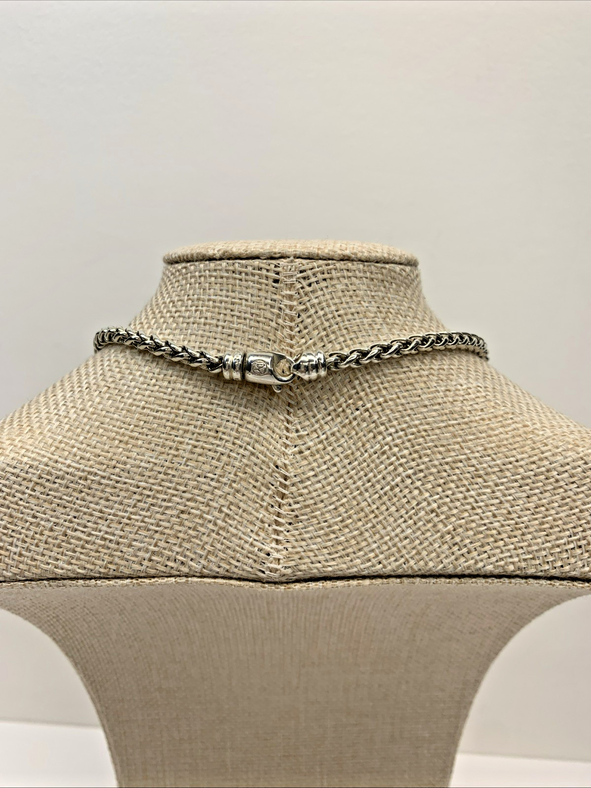 David Yurman Signed 925 Sterling Silver 4mm Wheat Weave Chain Necklace 16″ 23.5g